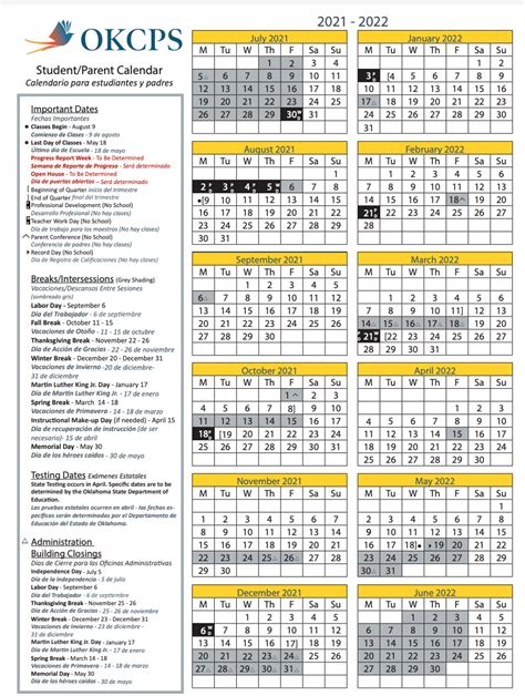 Okcps Staff Calendar